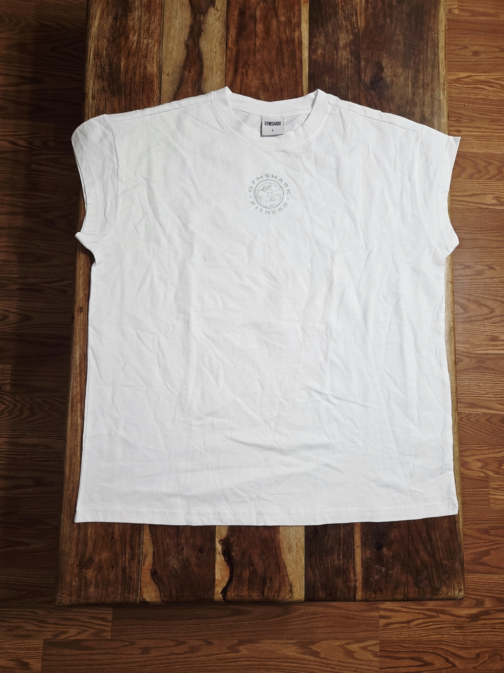 Gymshark Legacy Fitness Cutoff Tee In White. Size Large